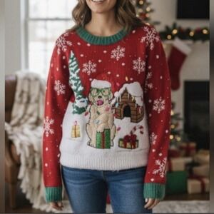 Major Label Grp Holiday Christmas Festive Dog Sweater NWT Sequins Long Sleeve M